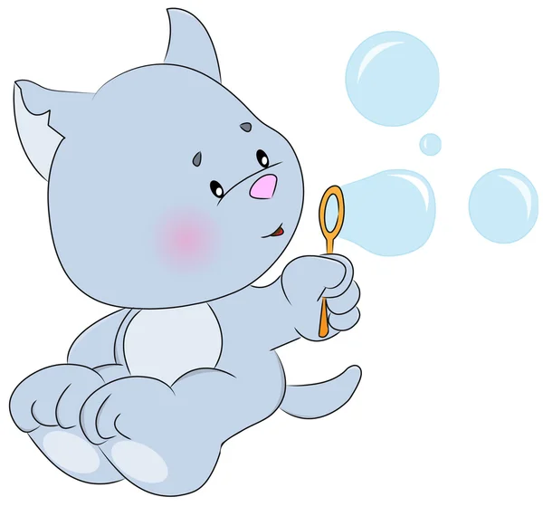 Gato con burbujas de jabón — Archivo Imágenes Vectoriales