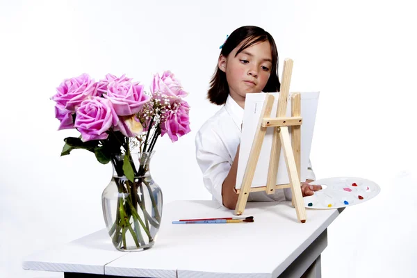Painting a picture of flowers. — Stock Photo, Image