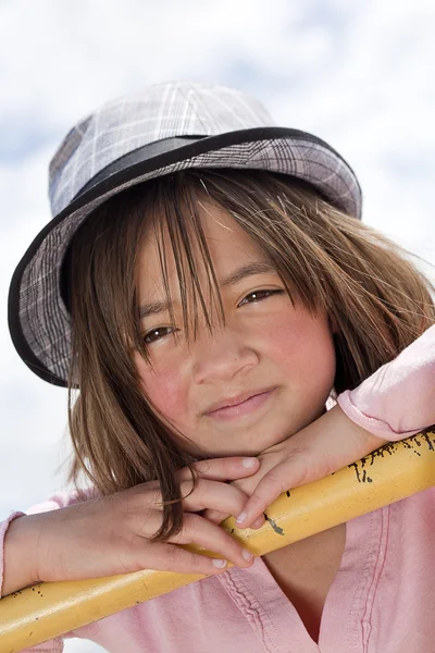 Closeup of girl wearing hat. — Stock Photo, Image