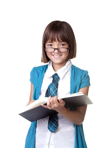 Girl with glasses and a book. — Stock Photo, Image