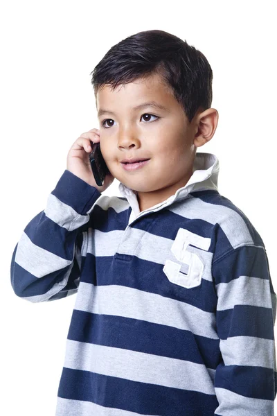 Jongen gesprekken op telefoon. — Stockfoto
