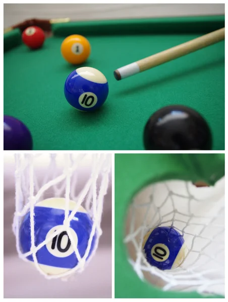 Colagem de close-up de bolas de bilhar — Fotografia de Stock
