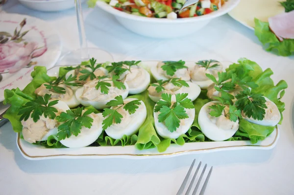 stock image Stuffed eggs on plate