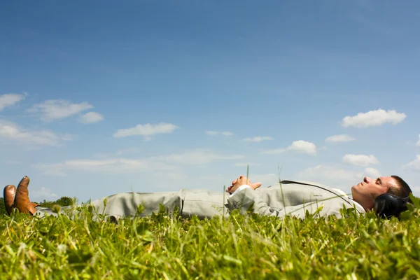 stock image Relaxing listening to music