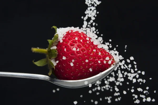 Açúcar e morango — Fotografia de Stock