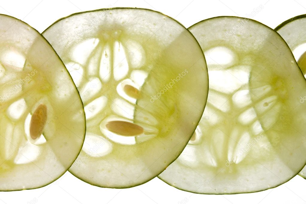 Backlit cucumber slices