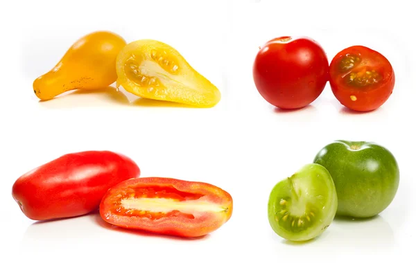 Collage of four tomato varities — Stock Photo, Image