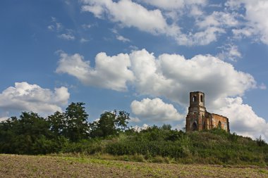 Ruined and abandoned Hungarian church clipart