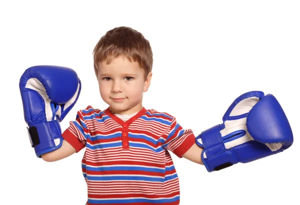 Boks eldivenleri ile küçük çocuk — Stok fotoğraf