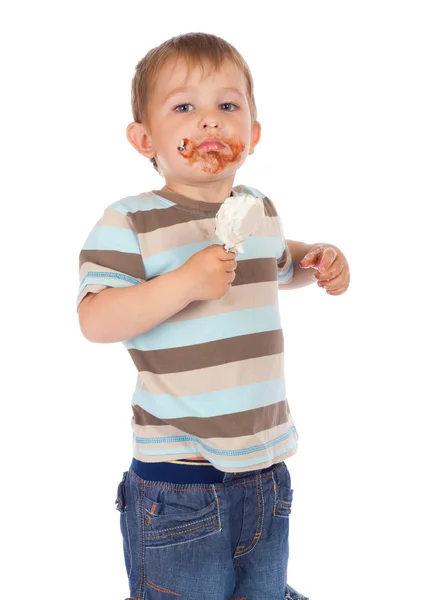 冰淇淋的小男孩 — 图库照片