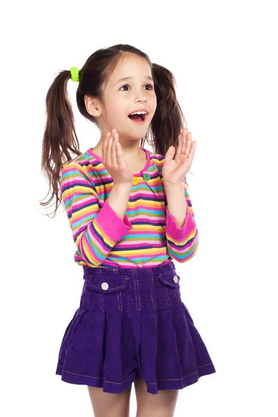 Překvapený usměvavá holčička — Stock fotografie