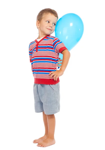 Leende liten pojke med ballong — Stockfoto