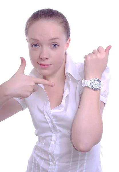 Businesswoman and watch — Stock Photo, Image