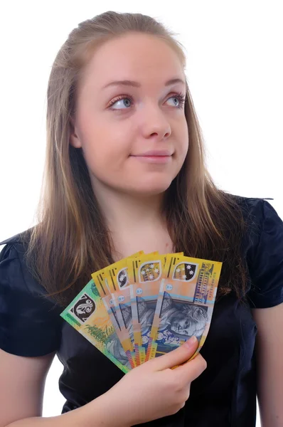 Κορίτσι με χρήματα — Φωτογραφία Αρχείου