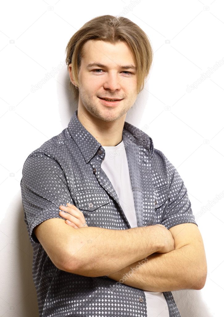 Portrait of face of young beautiful man close up — Stock Photo ...