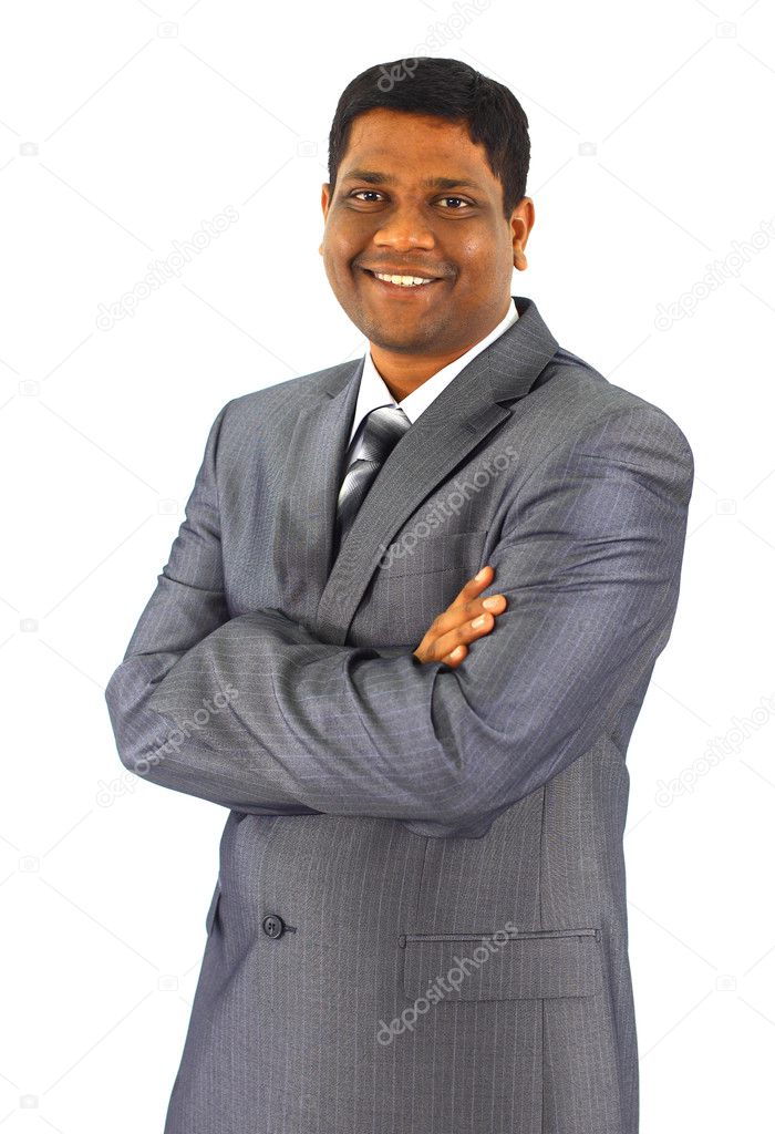 Portrait of young business man isolated on white