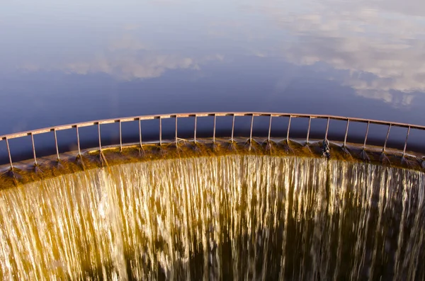 stock image Lake dam waterfall in evening