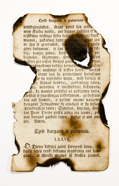 Oude boeken verbrand pagina — Stockfoto