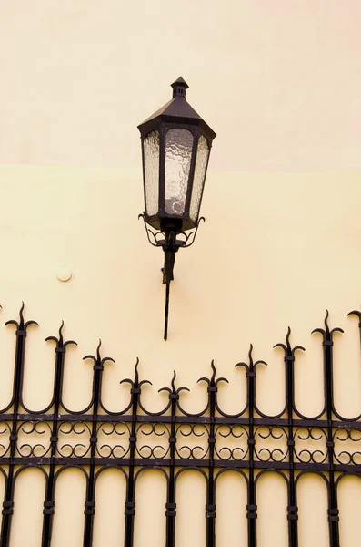 Old town street fragment with lamp — Stock Photo, Image