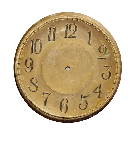 Isolated vintage brass clock-face — Stock Photo, Image