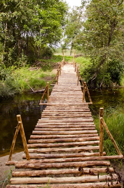 Nieuwe handgemaakte brug en rivier — Stockfoto