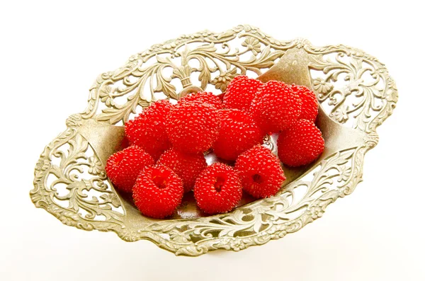 Raspberry in the vintage vase — Stock Photo, Image