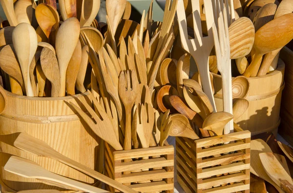 手工木制餐具 — 图库照片