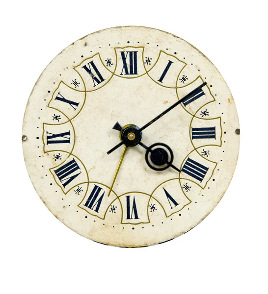 Aislado en blanco y grunge vintage reloj-cara — Foto de Stock