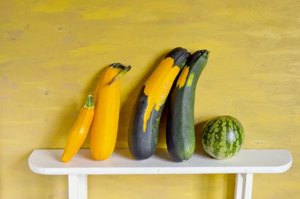 Still-life with courgette and watermelon — Stock Photo, Image