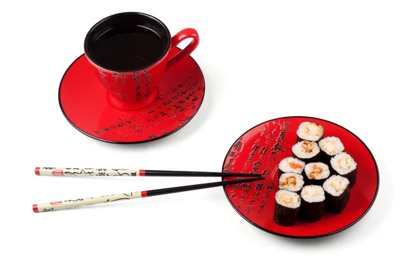 Sushi och te — Stockfoto