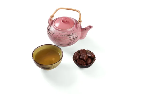 Komposition mit Tee-Set — Stockfoto
