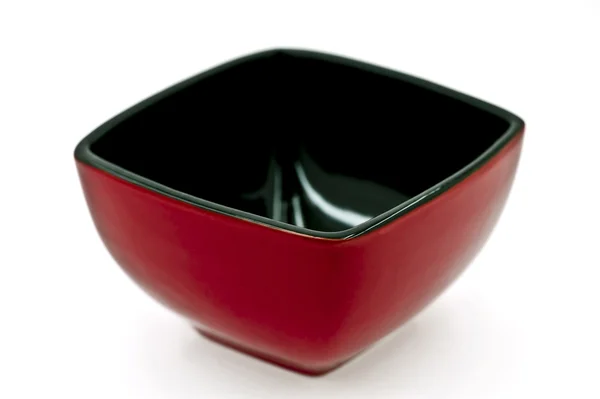 Un plato cuadrado rojo-negro vacío — Foto de Stock