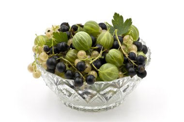 A Glass Dish Full of Gooseberies and Currants