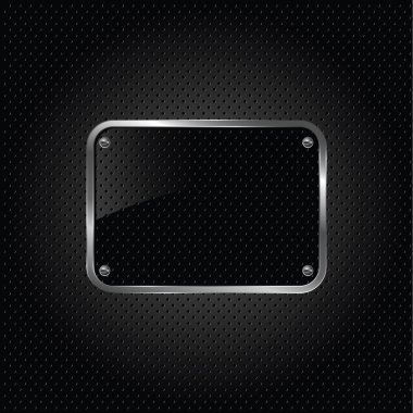 Glossy black plate on a metallic background. clipart