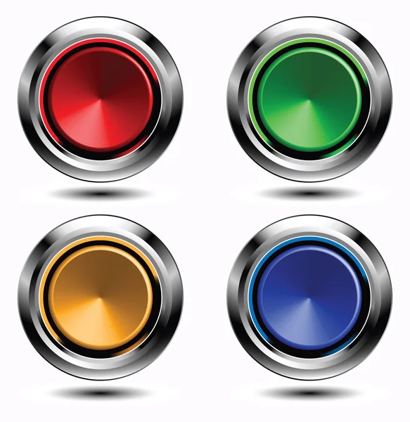 Set of colored buttons with chrome stroke — Stock Vector