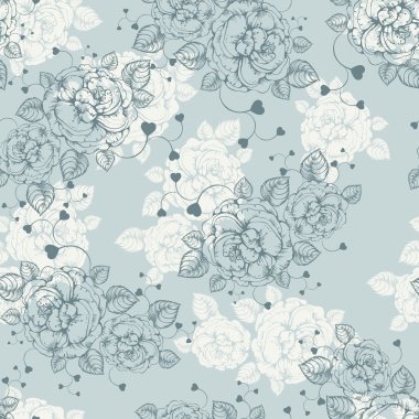 Seamless floral wallpaper with roses clipart