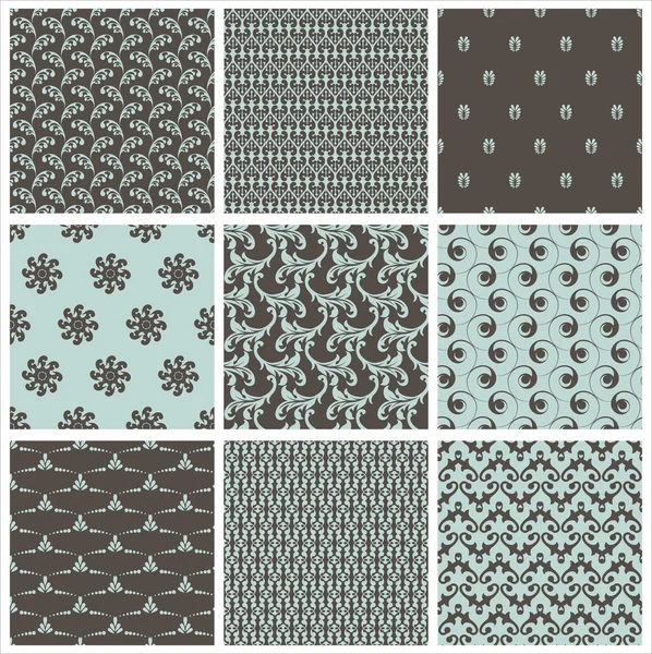 Collection of seamless textile wallpapers — Stock Vector