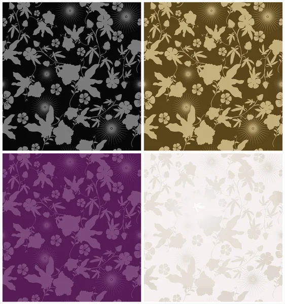 Set of seamless floral backgrounds — Stock Vector