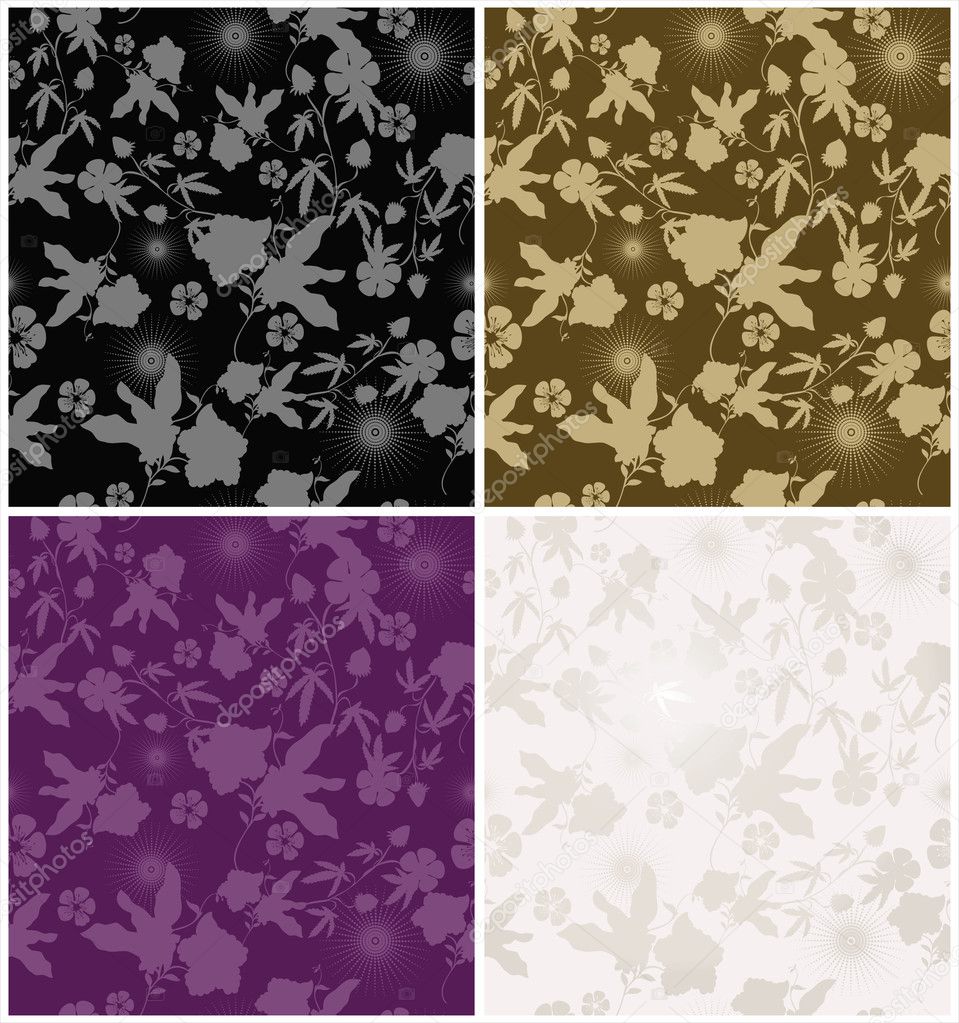 Set of seamless floral backgrounds