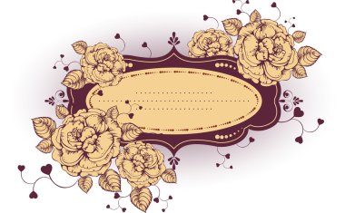 Vintage frame with roses clipart