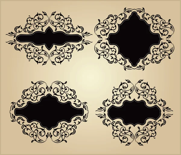 Set of vintage frames with floral ornament — Stock Vector
