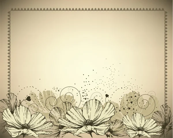 Vintage frame met witte bloemen — Stockvector