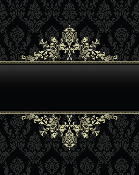 Golden frame on seamless baroque background — Stock Vector