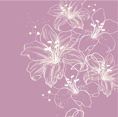 Floral background with blooming lilies