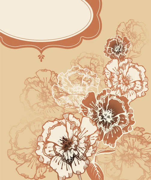 Hintergrund mit handgezeichneten Fantasie-Blumen — Stockvektor