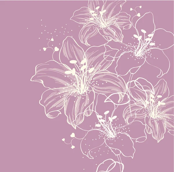 Fond floral avec des lis en fleurs — Image vectorielle