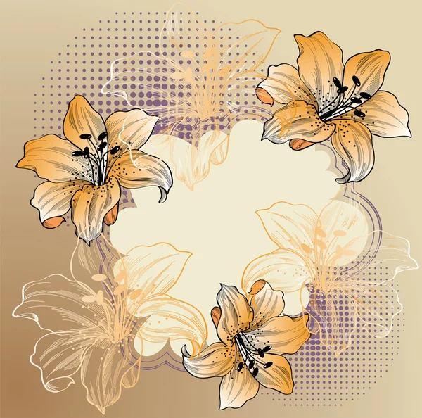 Floral bakgrund med liljor — Stock vektor