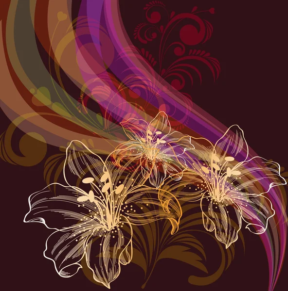 Floral achtergrond met lelies eps10 — Stockvector