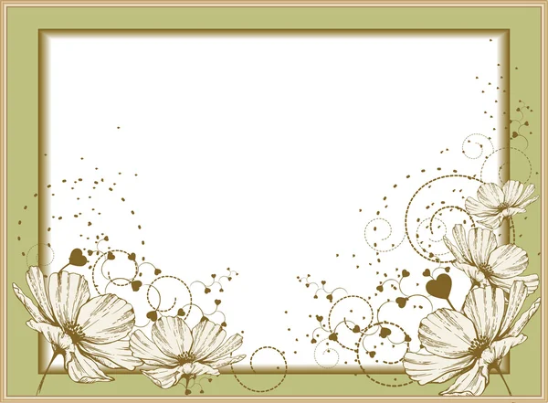 花が咲くとゴールド フレーム — ストックベクタ