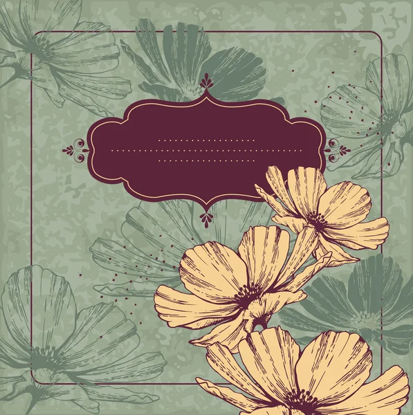 Cadre vintage avec camée fleurie — Image vectorielle